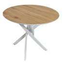 Стол обеденный круглый Лион (белый/дуб)