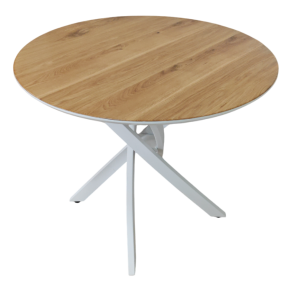 Стол обеденный круглый Лион (белый/дуб)