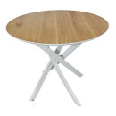 Стол обеденный круглый Лион (белый/дуб)