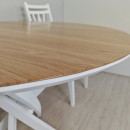 Стол обеденный круглый Лион (белый/дуб)