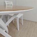 Стол обеденный круглый Лион (белый/дуб)