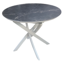 Стол обеденный круглый раздвижной Лион (белый/мрамор марквина черный) 900