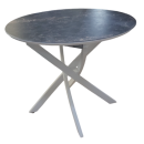 Стол обеденный круглый раздвижной Лион (белый/мрамор марквина черный) 900