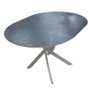 Стол обеденный круглый раздвижной Лион (белый/мрамор марквина черный) 900