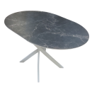 Стол обеденный круглый раздвижной Лион (белый/мрамор марквина черный) 900