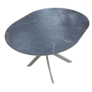 Стол обеденный круглый раздвижной Лион (белый/мрамор марквина черный) 900