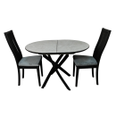 Стол обеденный раздвижной Лион (черный/розовый кварц) 1200