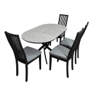 Стол обеденный раздвижной Лион (черный/розовый кварц) 1200