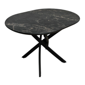 Стол обеденный раздвижной Лион (черный/мрамор марквина черный) 1200